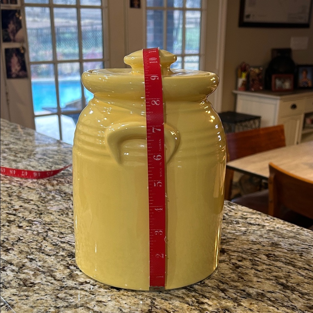 Gibson Houseware Large Yellow Ceramic Jar with Lid - Microwave & Dishwasher Safe - Picture 7 of 14